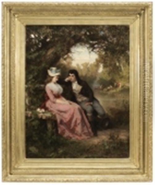 A Romantic Meeting Oil Painting by Wilhelm Amberg