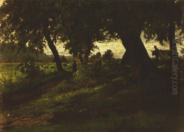 Blick Auf Misdroy Durch Hohe Baume Oil Painting by Wilhelm Amberg