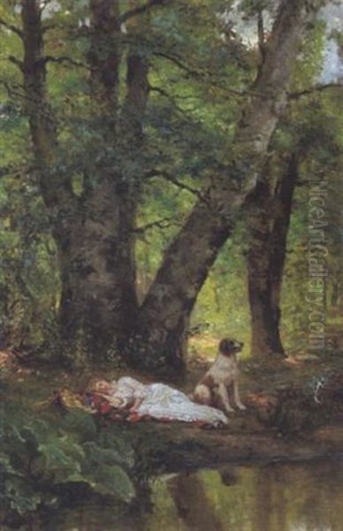 Trueur Wachhund Oil Painting by Wilhelm Amberg