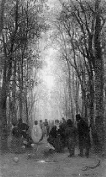 Parkallee Im Tiergarten Oil Painting by Wilhelm Amberg