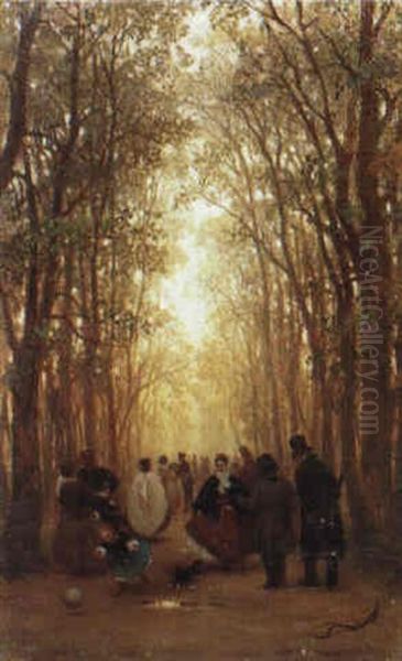 Abendstunde In Der Parkallee Oil Painting by Wilhelm Amberg
