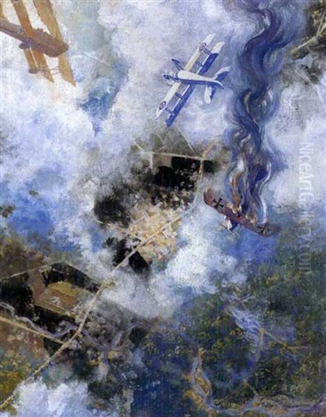 Battaglia Aerea Oil Painting by Alfredo Ambrosi