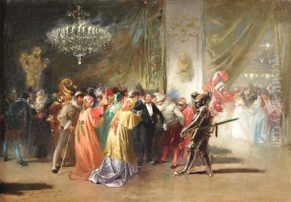 Fiesta Carnavalesca Oil Painting by Francisco-Javier Amerigo y Aparici