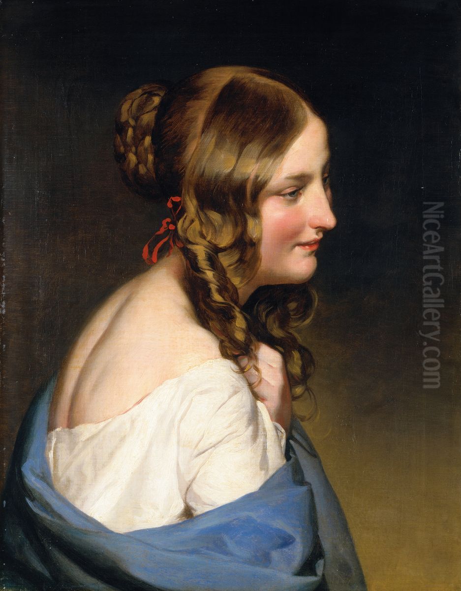 Portrait Of A Girl Oil Painting by Friedrich von Amerling