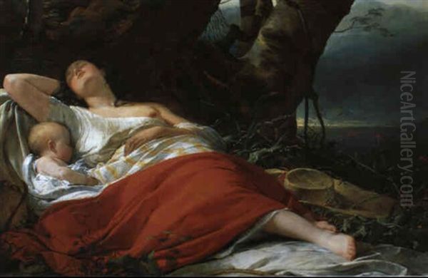 Schlafende Fischerin Oil Painting by Friedrich von Amerling