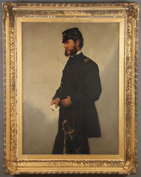 Portrait Of Captain George H. Bush Of The 13th Regiment Of The Massachusetts Infantry (post Mortem) Oil Painting by Joseph Alexander Ames