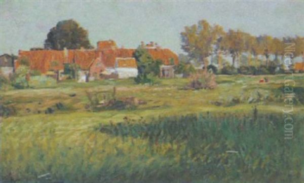 Hauser Mit Roten Dachern Oil Painting by Eduard Ameseder