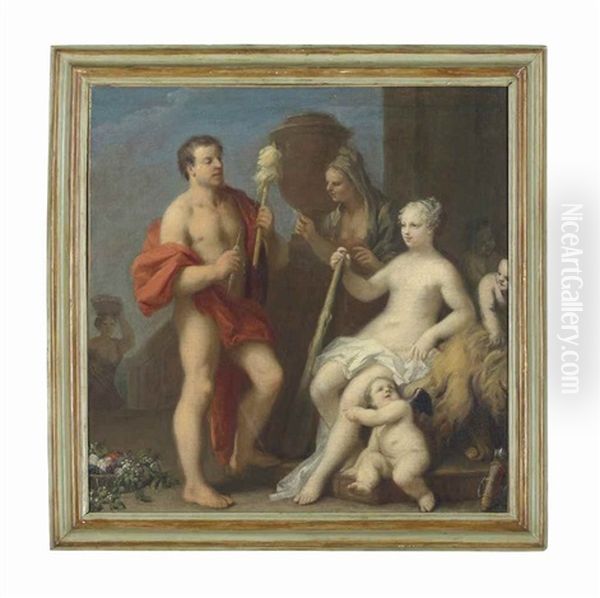 Hercules And Omphale Oil Painting by Jacopo Amigoni