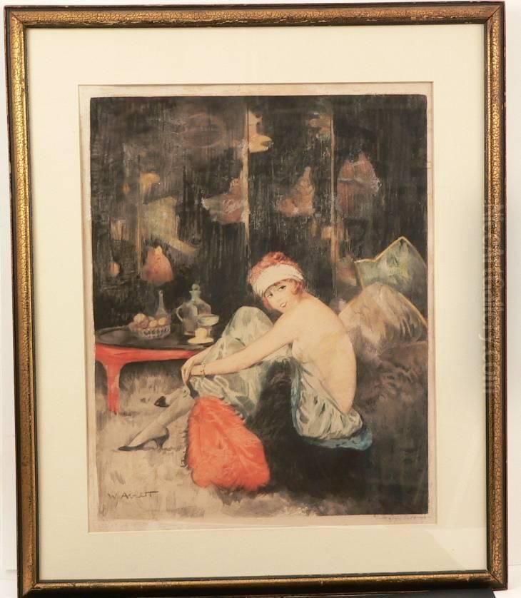 An Interior Scene With Central Female Figure Oil Painting by William Ablett