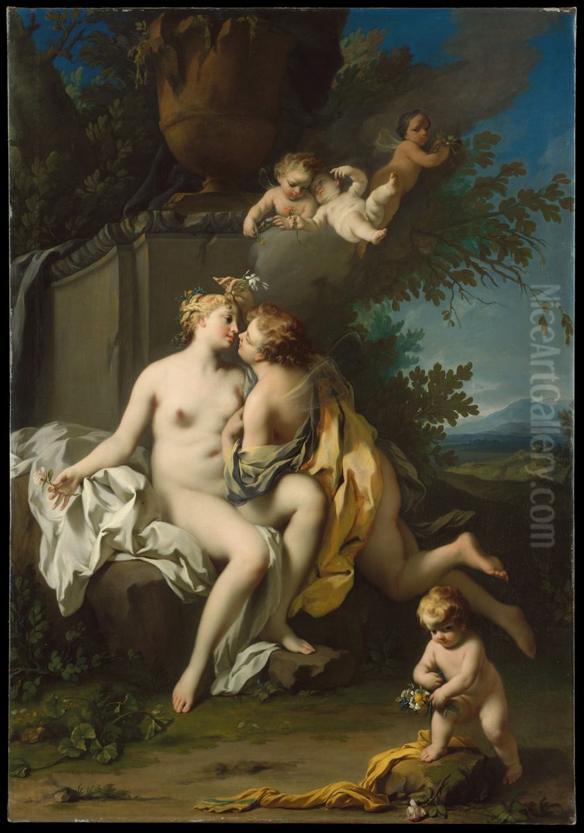 Flora And Zephyr Oil Painting by Jacopo Amigoni