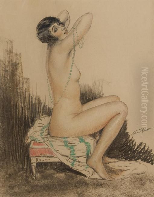 Femme Nue Assise Oil Painting by William Ablett