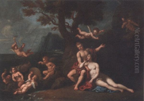 Galatea And Acis Discovered By Polyphemus Oil Painting by Jacopo Amigoni