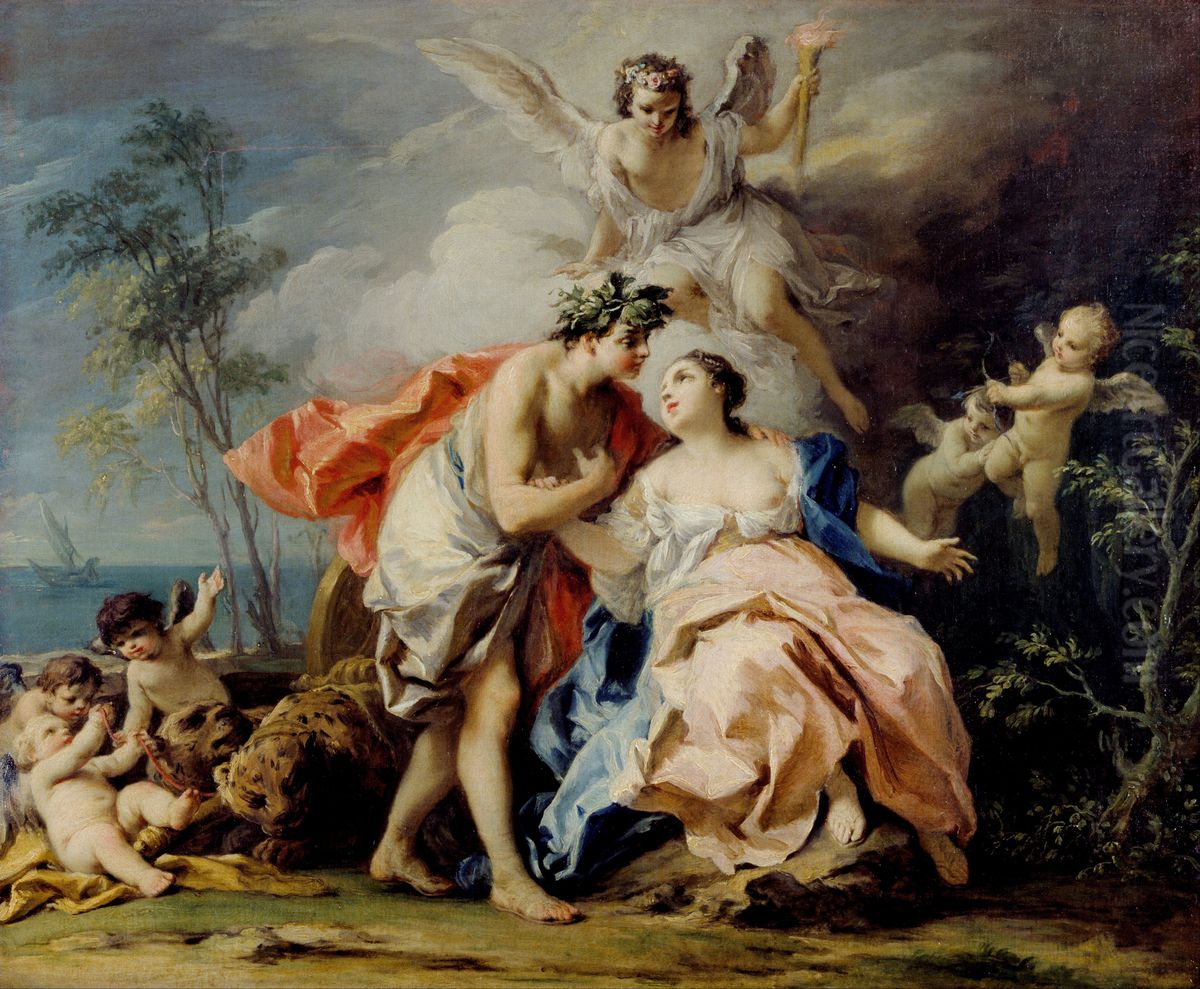 Bacchus And Ariadne Oil Painting by Jacopo Amigoni
