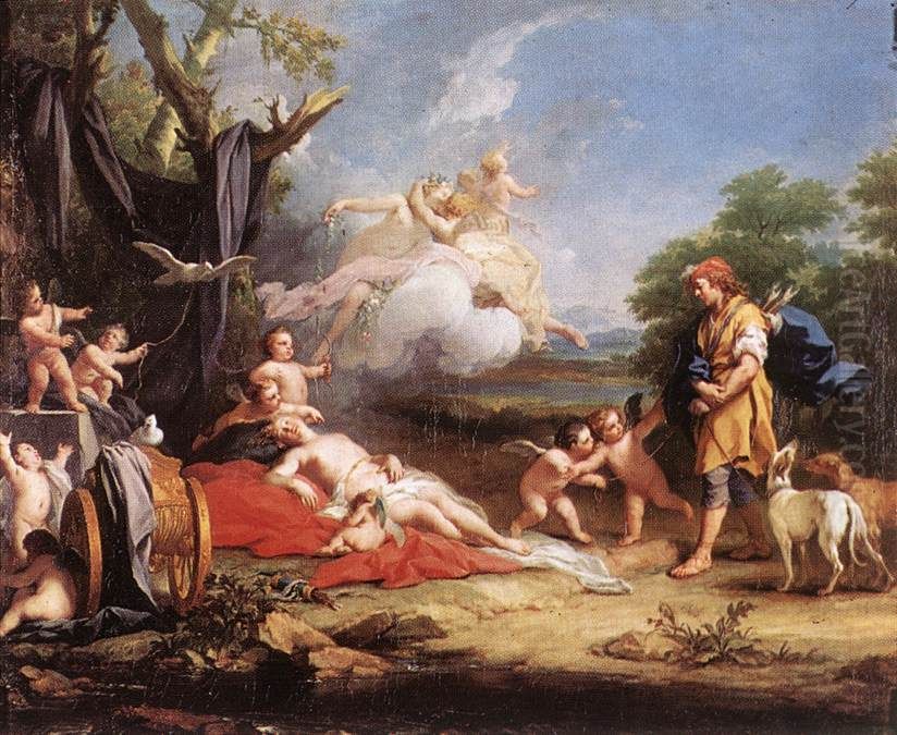Venus And Adonis Oil Painting by Jacopo Amigoni