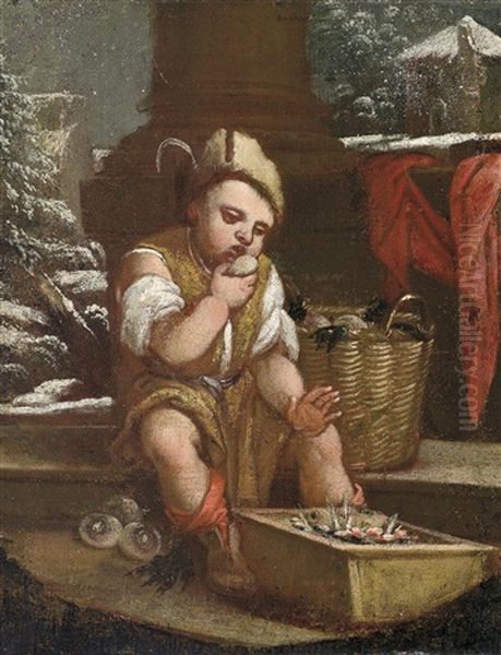 Allegory Of Winter Oil Painting by Antonio Amorosi