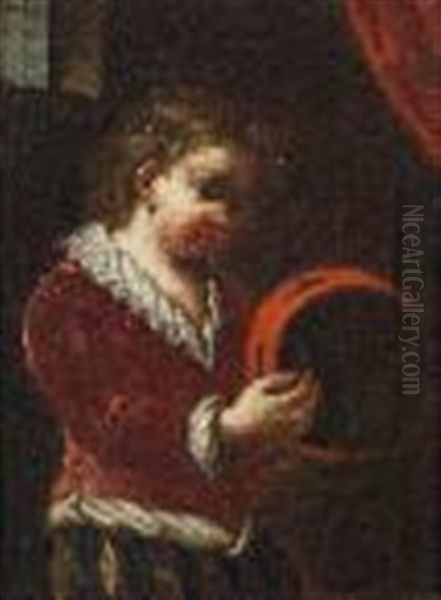 Bambino Con Tamburello Oil Painting by Antonio Amorosi