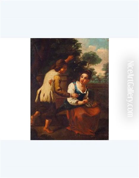 Coppia Di Bambini Oil Painting by Antonio Amorosi