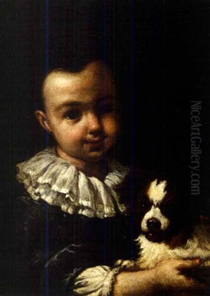 Boy With A Dog Oil Painting by Antonio Amorosi