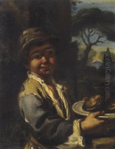 Ragazzo Che Porta Un Piatto Oil Painting by Antonio Amorosi