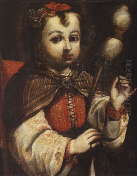 Une Jeune Fileuse Oil Painting by Antonio Amorosi