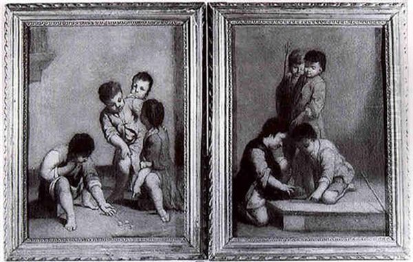 Jeunes Mendiants Jouant Oil Painting by Antonio Amorosi