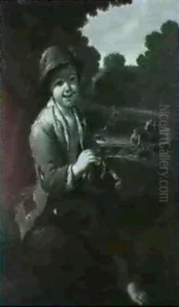 L'enfant Aux Oiseaux Oil Painting by Antonio Amorosi