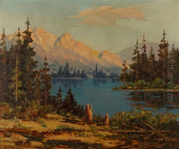 Blue Lake, High Sierras Oil Painting by Arthur Chance Amos