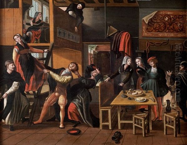 Scene De Cabaret Oil Painting by Jan van Amstel