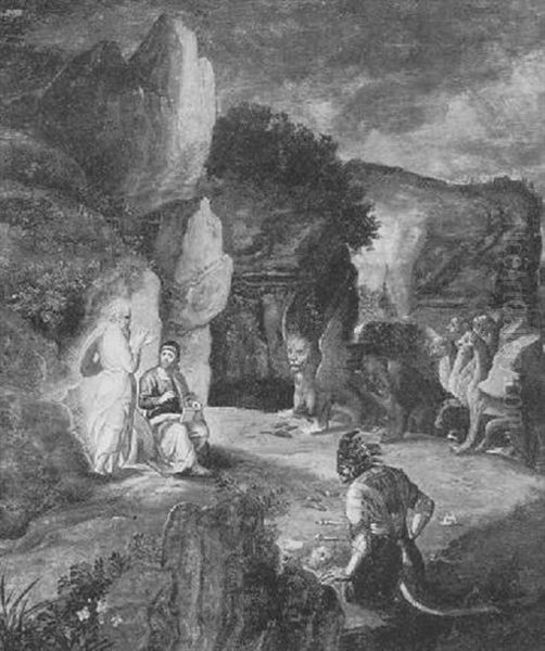 The Visit Of St. Anthony To St. Paul The Hermit Oil Painting by Jan van Amstel