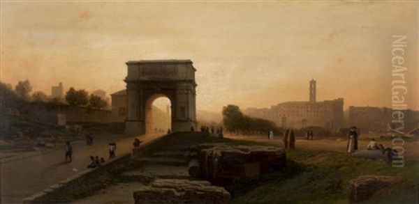 Rome, Vue Du Forum Oil Painting by Auguste Paul Charles Anastasi