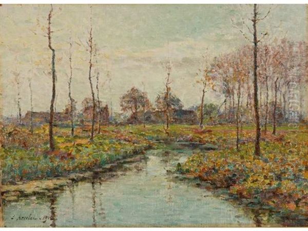 Bord De Riviere En Automne Oil Painting by Emile Ancelet