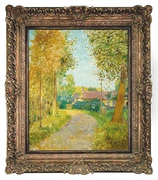 Sommerlandschaft Mit Einem Fahrweg Oil Painting by Emile Ancelet