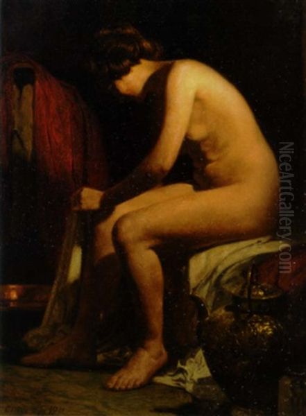 Den Unge Model I Atelieret Oil Painting by Cilius (Johannes Konrad) Andersen