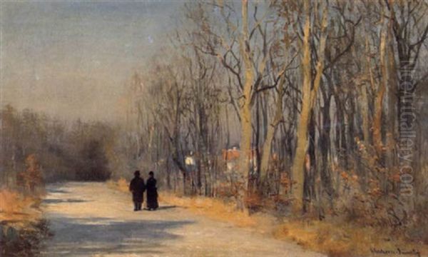 An Afternoon's Stroll Oil Painting by Anders Andersen-Lundby