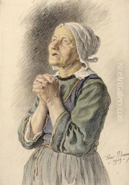 La Vieille Paysanne Bretonne Oil Painting by Paul Abram