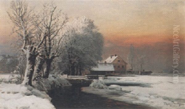 Nymphenburger Kanal Oil Painting by Anders Andersen-Lundby