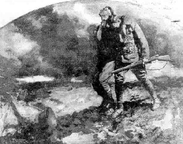 Soldier Helping Wounded Comrade Oil Painting by Frederic A. Anderson