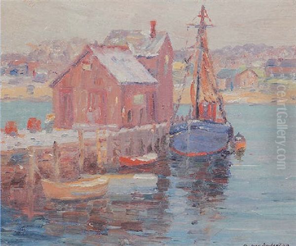 Rockport Harbor Oil Painting by Oscar Anderson