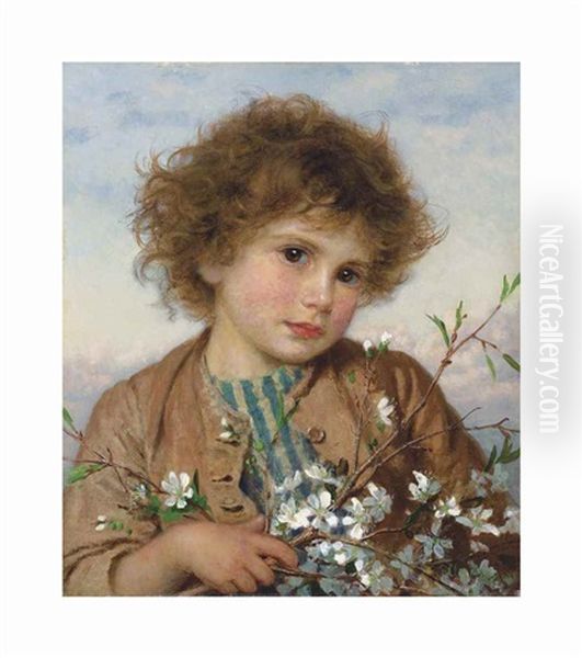 Spring Blossom Oil Painting by Sophie Gengembre Anderson