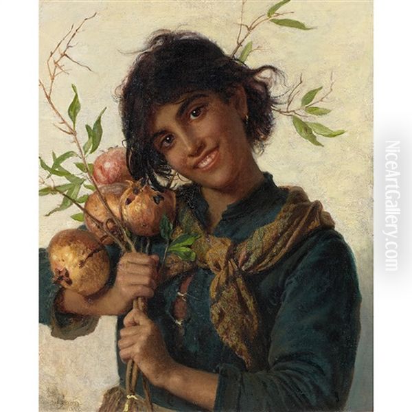 Jeune Fille Aux Grenades Oil Painting by Sophie Gengembre Anderson