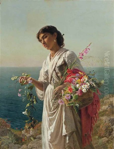 The Flower Girl, Capri Oil Painting by Sophie Gengembre Anderson