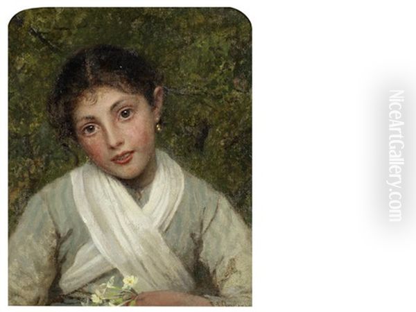 Portrait Of A Young Girl Oil Painting by Sophie Gengembre Anderson
