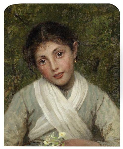 Portrait Of A Young Girl Oil Painting by Sophie Gengembre Anderson