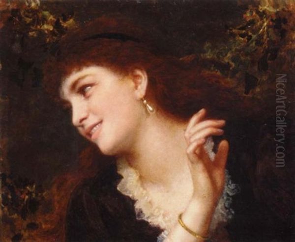 Hanging The Garlands Oil Painting by Sophie Gengembre Anderson