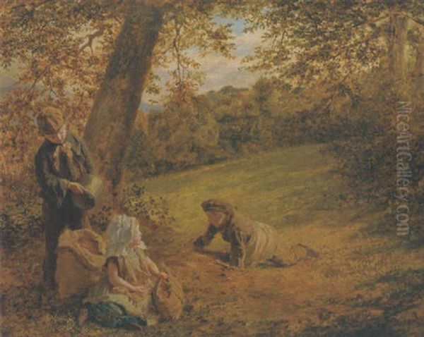 Gathering Beechnuts Oil Painting by Sophie Gengembre Anderson