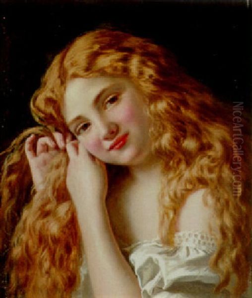 Braiding Hair Oil Painting by Sophie Gengembre Anderson