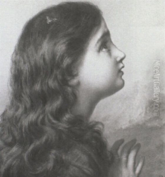 Head Study Of A Young Girl Oil Painting by Sophie Gengembre Anderson