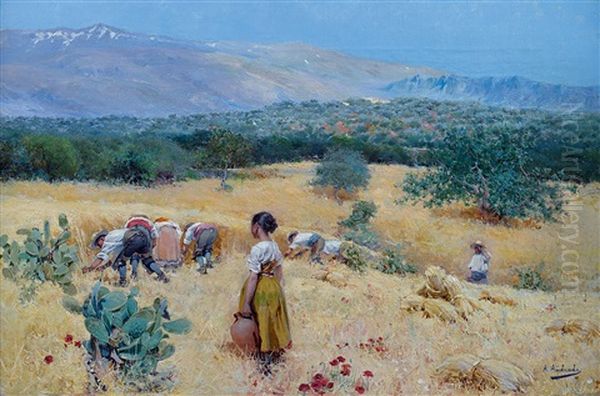 Vue De La Sierra Nevada Oil Painting by Angel (Maria Isidro Rodriguez) Andrade Blazquez