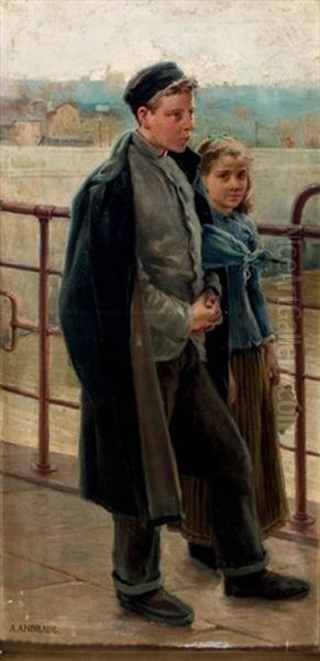 Los Huerfanos Oil Painting by Angel (Maria Isidro Rodriguez) Andrade Blazquez