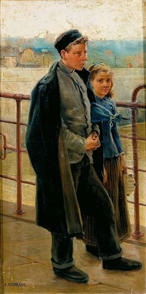 El Paseo Oil Painting by Angel (Maria Isidro Rodriguez) Andrade Blazquez